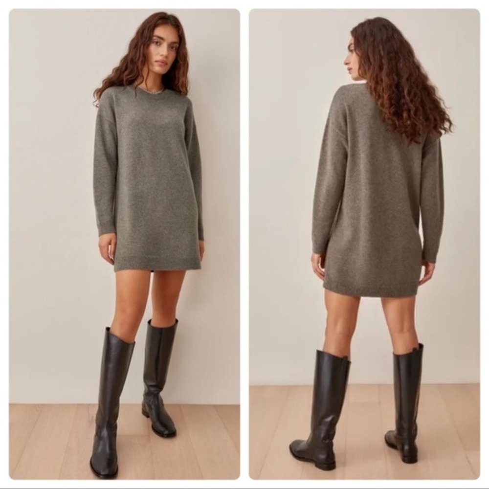 Reformation Henrietta Cashmere Dress Cocoa Brown